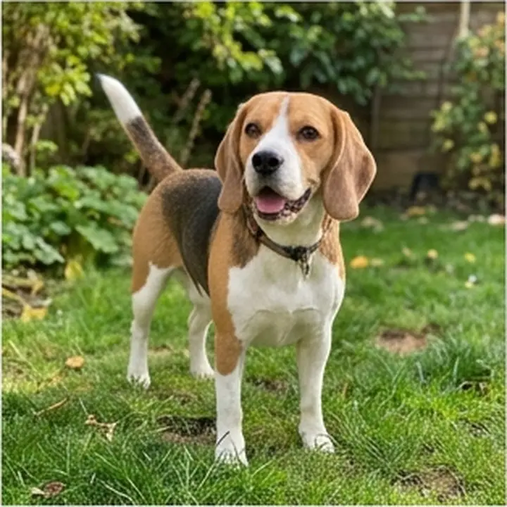 Un beagle dans l’herbe